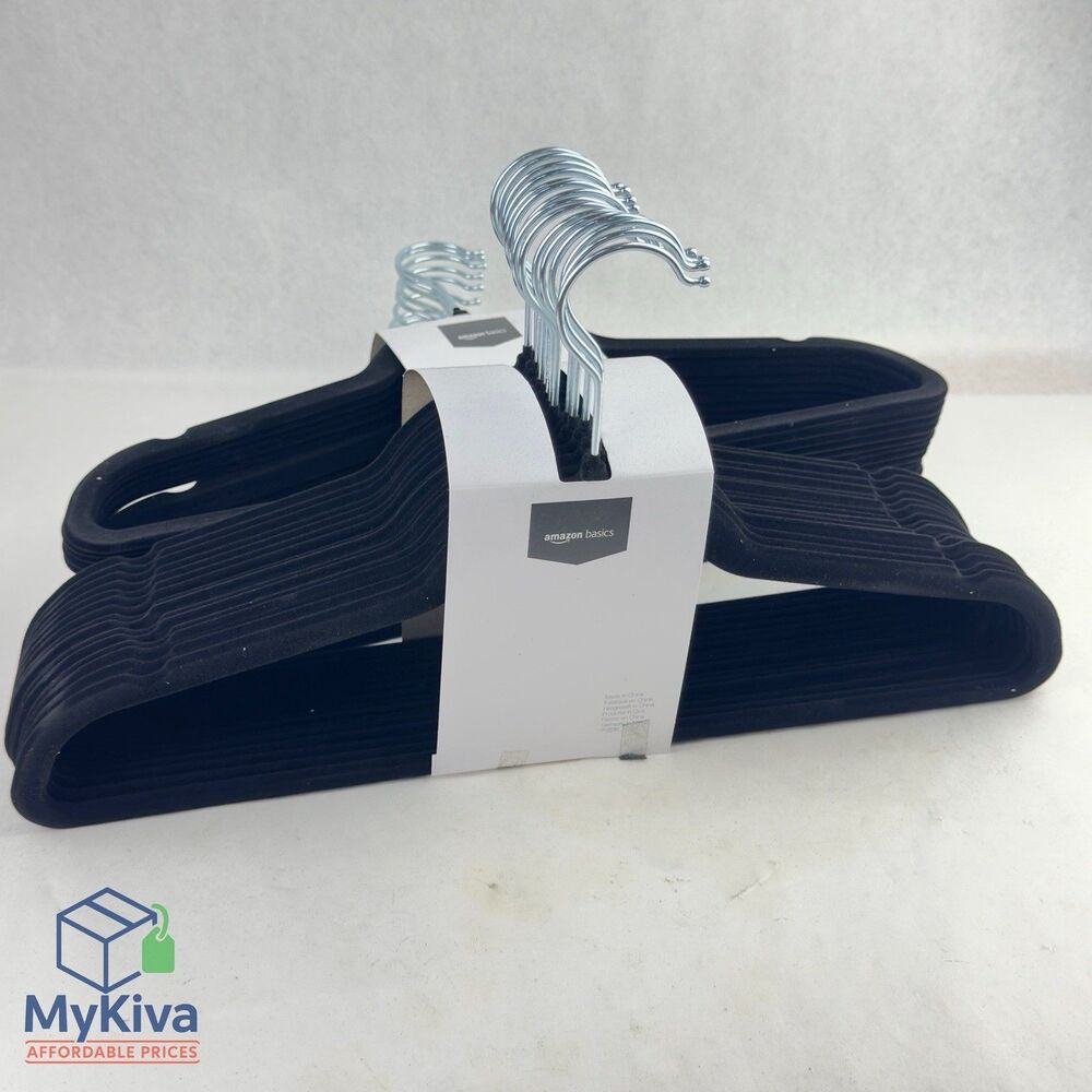 Slim Velvet Non Slip Clothes Hangers Gray Silver Pack of 30